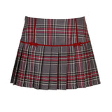 Peneran-Vintage Low Rise Paid Print Mini Skirt Women Casual Bow Stitched Cute Aesthetic Pleated Skirts Japanese y2k Ladies Basic