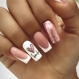 Fall nails Barbie nails Christmas nails back to school Butterfly Press on Nails Long with Designs Rhinestones French False Fake Nails Press on Coffin Artificial Nails for Women Stick