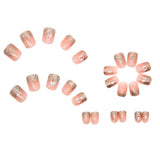 Fall nails Christmas nails 24pcs/pack Diamond Shiny Wearable Nail Finished Wholesale Transparent Cute Detachable False Nail Art Romance
