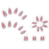 Fall nails Christmas nails 24Pcs Oval Head False Nails Pink Almond Artificial Fake Nails Full Cover Nail Tips Press On Nails DIY Manicure Tools