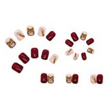Fall nails Christmas nails 24Pcs Short Square False Nail With Sticker Cute Tiger Wearable Artificial Fake Nails DIY Full Cover Tips Manicure Tool