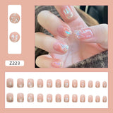 Fall nails Christmas nails 24pcs/pack Diamond Shiny Wearable Nail Finished Wholesale Transparent Cute Detachable False Nail Art Romance