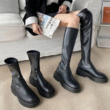 Cyber Monday Sales Women Over The Knee Boots Pu Leather Autumn Winter Soft Platform Ladies Shoes 2022 Fashion Female Boot Women's Long Boots