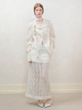 Peneran-Lace H-Line Sheer Flower Embroidery Feminine Long-Skirt
