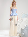 Peneran-Set-Up Peplum Gather Casual Butterfly Frill Lace Camisole＆Wide-Pants