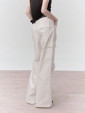 Peneran-Side-Pocket Plain Simple Loose Wide-Pants