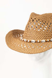 Peneran-Cowrie Shell Beaded String Straw Hat