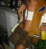Peneran-Blythe Faux Leather Pleated Mini Skirt