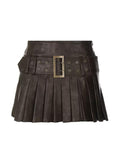 Peneran-Blythe Faux Leather Pleated Mini Skirt