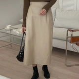 Peneran-Cambria Faux Leather Midi Skirt