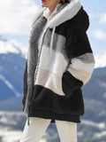 Peneran Winter Fashion Women's Coat New Casual Hooded Zipper Ladies Clothes Cashmere Women Jacket Stitching Plaid Ladies Coats