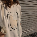 Peneran Cartoon Alpaca Animal Printed Casual Loose M-XL Size Korean Style 2023 Summer Short Sleeve Women Top Female T-Shirts