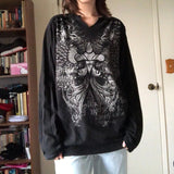 Peneran-Women's Y2K Fairy Grunge Sweatshirt Long Sleeve Graphic Print Oversized T-Shirt Gothic Streetwear Pullover Top