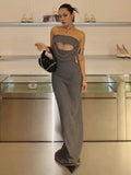 Peneran-Kamilia Knitted Strapless Maxi Dress