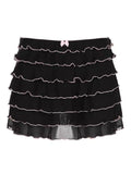Peneran-Opal Mesh Multi-Layered Mini Skirt