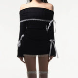 Peneran-Natalie Off Shoulder Mini Dress