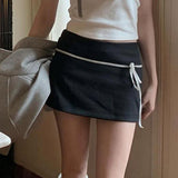 Peneran-Celia Bow Detailed Mini Skirt