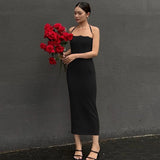 Peneran-Women's Elegant Long Hanging Neck Spice Dresses Long Premium 2024 Summer Temperament Slim Slim French Long Dresses