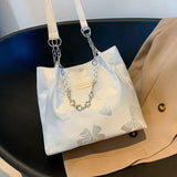 Peneran-Peneran White Shoulder Bag for Women Bow Elegant Large Capacity Tote Bag Aesthetic Simple Casual Exquisite Fashion Ladies Handbag