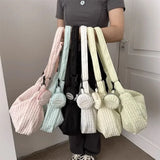 Peneran Cloud Pleated Women Shoulder Bag Solid Color Cute Soft Lightweight Hobos Messenger Bag Casual Korean Fashion Girls Handbag