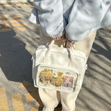 Peneran-Xiuya Casual Nylon Womens Shoulder Bag Lolita Jk Transparent College Style Ita Bag Large Capacity Japanese Fashion Lady Handbag