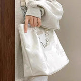 Peneran-Peneran White Shoulder Bag for Women Bow Elegant Large Capacity Tote Bag Aesthetic Simple Casual Exquisite Fashion Ladies Handbag
