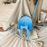 Peneran Japanese Cute Lolita Messenger Bags Dreamy Creative Jellyfish Shoulder Bag For Women Pearl Bow Rivet Contrast Color Purse