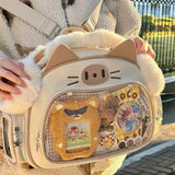 Peneran Y2k Cute Cat Backpacks for Women Leather Casual Lolita Jk Harajuku Shoulder Bag Fashion College Style Female Small Ita Bag