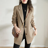 Peneran Korean Fashion Autumn and Winter Elegant Temperament Fashion Slim Chic Formal Office Double-sided Cashmere Tweed Female Jacket