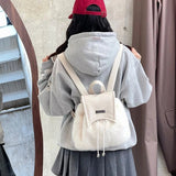Peneran Sweet Cute Soft Plush Shoulder Bag White Harajuku Style Drawstring Backpack New Large Capacity Elegant Literary Handbag
