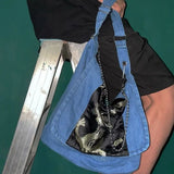 Peneran Vintage Womens Shoulder Bag Denim Original Y2k Gothic Punk Mens Messenger Bag Large Capacity Dragon Embroidery Handbag