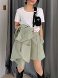 Peneran Women Casual Blazer Shorts 2 Piece Set Summer 2023 New High Quality Fashion Office OL Short Sleeved Ladies Outerwear Tops Suit