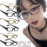 Peneran-Vintage Style Little Black Square Frame Glasses Y2K Millennium Sweet Cool Spicy Girl Premium Feel Cosplay Photography Eyeglasses