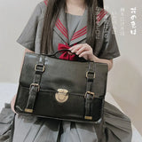 Peneran Japanese Preppy Style JK Uniform Shoulder School Bags Women PU Leather Large Briefcase Tote Handbag For Girls Backpack