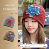 Peneran-2023 New Trend Five-pointed Star Retro Acrylic Hat Women's Autumn and Winter Thickened Warm Fashion Knitted Beanie Cap Bonnet