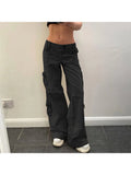 Peneran-Woman Streetwear Jeans Preppy Style Denim Fashion Pants Elegant Trousers Casual Cargo Pants All-match Straight Leg Solid Color