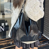 Peneran-A Black Gothic Womens Shoulder Bag Vintage Leather Casual Fashion Y2k Tote Bag Large Capacity Luxury Advanced Female Handbag