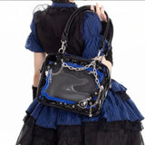 Peneran Y2k Black Womens Shoulder Bag Chains Lolita Jk Transparent Gothic Harajuku Fashion Handbag Large Capacity Ladies Tote Bag
