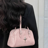 Peneran Y2k Fashion Shoulder Bag Solid Color Pu Leather Korean Style Handbag New Casual Vintage Large Capacity Sweet Cool Tote Bag