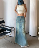 Peneran-Women's Spring Summer Mermaid Denim Skirt Lady Streetwear Slim Long Fishtail Denim Skirt
