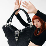 Peneran Y2k Silver Women Handbag Butterfly Gothic Punk Fashion Leather Vintage Small Backpack Harajuku Style New Luxury Female Bag