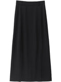Peneran Casual Fashion Women's Skirts Loose High Waist Pleated Straight Tube Skirt Slit Black Female Clothes Office Lady Autumn Winter