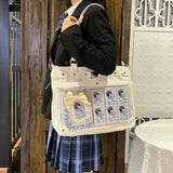 Peneran Y2k Womens Tote Bag Aesthetic Japanese Style Leather Vintage Transparent Shoulder Bag Lolita Jk Large Capacity New Handbag