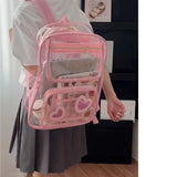 Peneran Transparent PVC Womens Backpack Summer College Style Fashion Large Capacity Travel Backpack Designer Luxury Female Y2k Bag