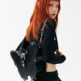 Peneran Y2k Silver Women Handbag Butterfly Gothic Punk Fashion Leather Vintage Small Backpack Harajuku Style New Luxury Female Bag
