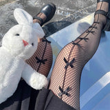 Peneran-Japanese Lolita Black Sexy Bowknot Fishing Net Socks Leg Stocking Girls Women Pants Tights Vintage Nightclub Length Pantyhose