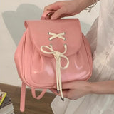 Peneran Pink Backpacks for Women Korean Style 2024 New Fashion Small Leather Backpack Sweet Cute Casual Luxury Designer Female Bag