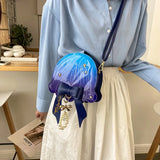 Peneran Japanese Cute Lolita Messenger Bags Dreamy Creative Jellyfish Shoulder Bag For Women Pearl Bow Rivet Contrast Color Purse