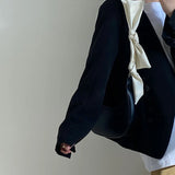 Peneran Bow Tie Shoulder Bag Spring Korean Fashion Handbags for Women 2024 Casual PU Leather Solid Colour Elegance Coin Purse