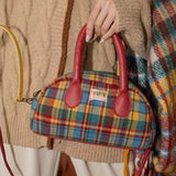 Peneran Fashion Handbag for Women Vintage American Style Plaid Fresh Cute Shoulder Bag New Luxury Designers Zipper Crossbody Bag